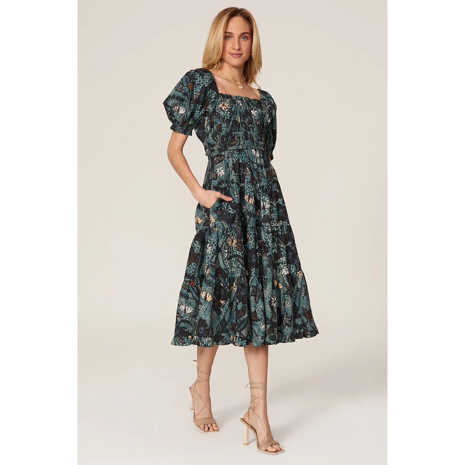 Ulla Johnson Printed Iliana Dress In Blue Green Size 14